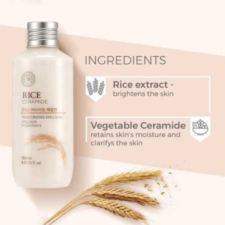 The Face Shop Rice&Ceramide Moisturizing Emulsion With Rice Extracts|Light Weight Emulsion|Locks Moisture For 12 Hours,For Soft