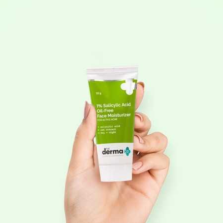 The Derma Co 1% Salicylic Acid Oil-Free Face Moisturizer with Oat Extract for Active Acne - 50g