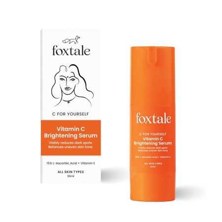 Foxtale 15% Vitamin C Face Serum for Glowing Skin | Pure L-Ascorbic Acid and Vitamin E | Brightening Serum for Dark Spots,Dull