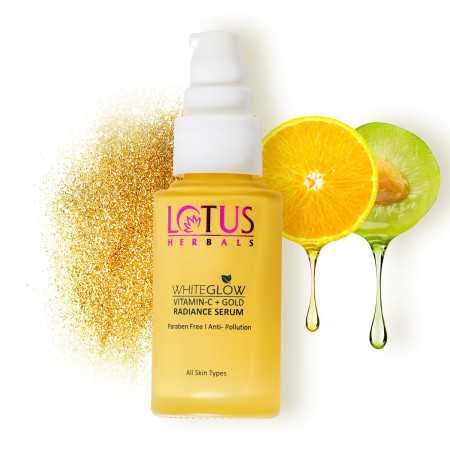 Lotus Herbals WhiteGlow Vitamin C and Gold Radiance Face Serum | Reduces Dark Spots | Enriched with Vitamin C & Gold | | 100x