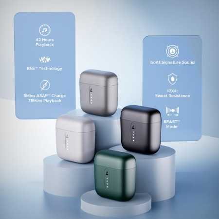 boAt Airdopes 141 Bluetooth Truly Wireless in Ear Ear Buds w/ 42H Playtime,Low Latency Mode for Gaming, ENx Tech, IWP, IPX4
