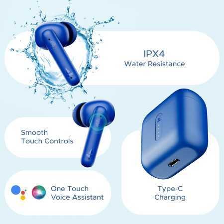 boAt Airdopes 141 Bluetooth Truly Wireless in Ear Ear Buds w/ 42H Playtime,Low Latency Mode for Gaming, ENx Tech, IWP, IPX4