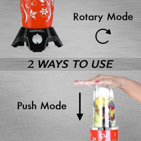 Cookwell Bullet Mixer Grinder (5 Jars, 3 Blades, Silver) - Copper, 600 Watts - 2 Year Warranty