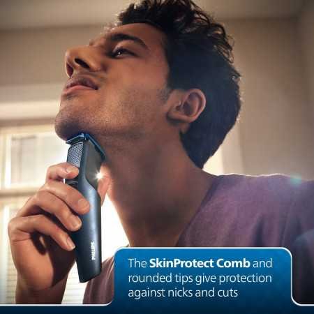 Philips Battery Powered SkinProtect Beard Trimmer for Men - Lasts 4x Longer, DuraPower Technology, Cordless Rechargeable with