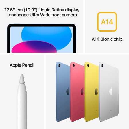 Apple iPad (10th Generation): with A14 Bionic chip, 27.69 cm (10.9) Liquid Retina Display, 64GB, Wi-Fi 6, 12MP front/12MP Back