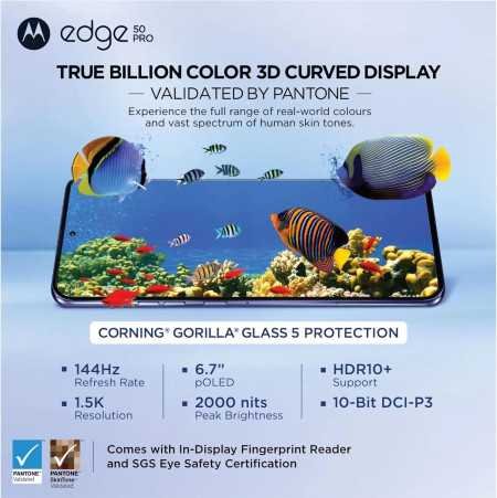 Motorola Edge 50 Pro 5G with 68W Charger (Black Beauty, 8GB RAM, 256GB Storage)| 16GB (8+8) RAM with RAM Boost | 50MP+13MP+10MP