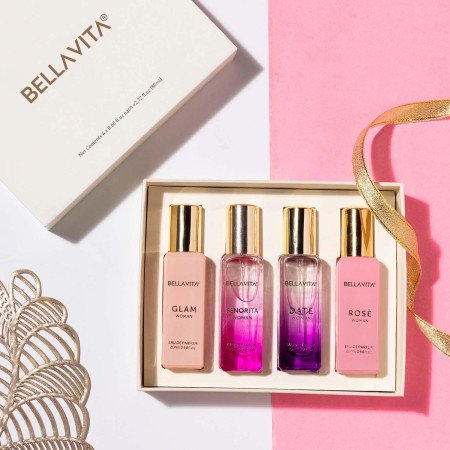 Bella Vita Luxury Woman Eau De Parfum Gift Set 4x20 ml for Women with Date, Senorita, Glam, Rose Perfume|Floral, Fruity Long Bella Vita Luxury Woman Eau De Parfum Gift Set 4x20 ml for Women with Date, Senorita, Glam, Rose Perfume|Floral, Fruity Long