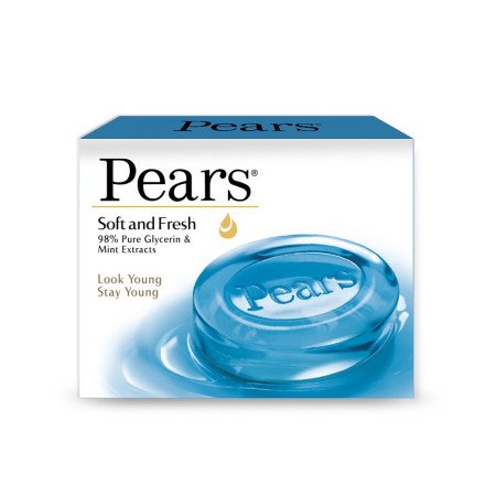 Pears Soft and Fresh Soap Bar (Combo Pack of 4) - With Glycerin and Mint for Soft Skin & Body, Paraben-Free Body Soaps For Bath