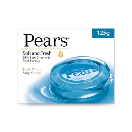 Pears Soft and Fresh Soap Bar (Combo Pack of 4) - With Glycerin and Mint for Soft Skin & Body, Paraben-Free Body Soaps For Bath