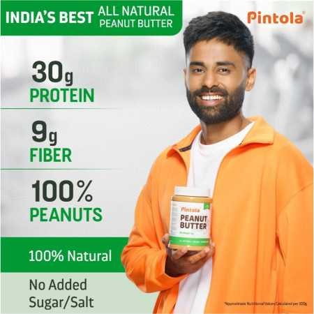 Pintola All Natural Peanut Butter Crunchy 1kg | Unsweetened | 30g Protein | Vegan Peanut Butter, 100% Pure Roasted Peanuts | Non Pintola All Natural Peanut Butter Crunchy 1kg | Unsweetened | 30g Protein | Vegan Peanut Butter, 100% Pure Roasted Peanuts | Non