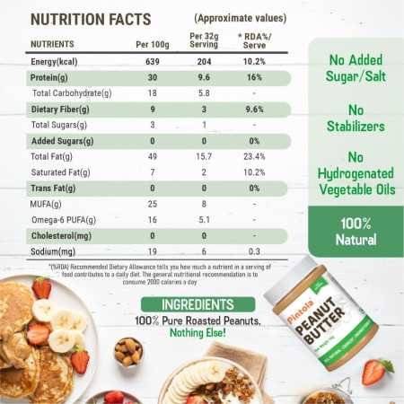 Pintola All Natural Peanut Butter Crunchy 1kg | Unsweetened | 30g Protein | Vegan Peanut Butter, 100% Pure Roasted Peanuts | Non Pintola All Natural Peanut Butter Crunchy 1kg | Unsweetened | 30g Protein | Vegan Peanut Butter, 100% Pure Roasted Peanuts | Non