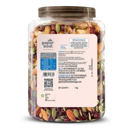 Paper Boat Absolute Health Dry Fruits Mix, Premium Trail Mix | Healthy Mixed Nuts with Dry Fruits | Almonds | Cashews |
