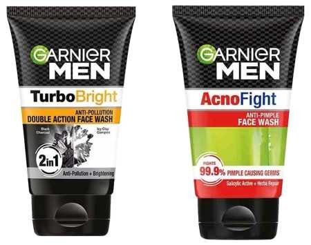 Garnier Men Turbo Bright Double Action Face Wash, Deep Cleansing Anti Pollution Face Wash with Charcoal and Vitamin C, Suitable