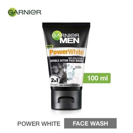 Garnier Men Turbo Bright Double Action Face Wash, Deep Cleansing Anti Pollution Face Wash with Charcoal and Vitamin C, Suitable