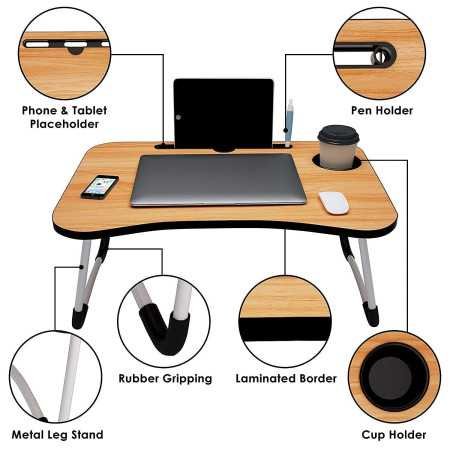 AUNO Homes Table Laptop Study Bed Home Wooden Foldable Students Stand Office Computer Desk Folding Work Tables Laptops Portable