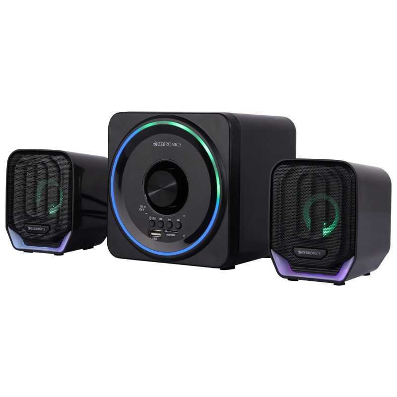 ZEBRONICS PLUTO 2-2.1 Channel Desktop Speaker with 15 watts output, Bluetooth 5.0, USB, mSD, FM, 3.5mm jack Line Input, Inbuilt