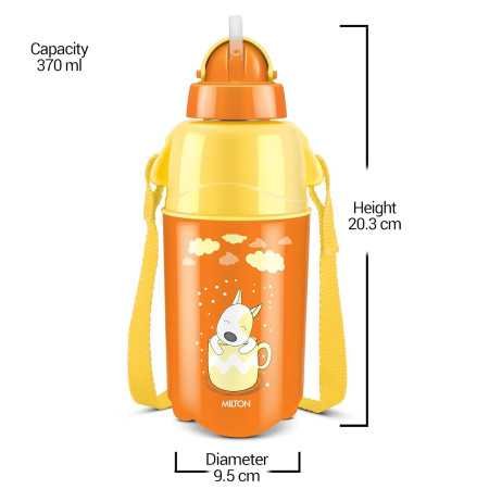 Milton Kool Trendy 500 Plastic Insulated Water Bottle with Straw for Kids, 490 ml, Purple | School Bottle | Picnic Bottle |
