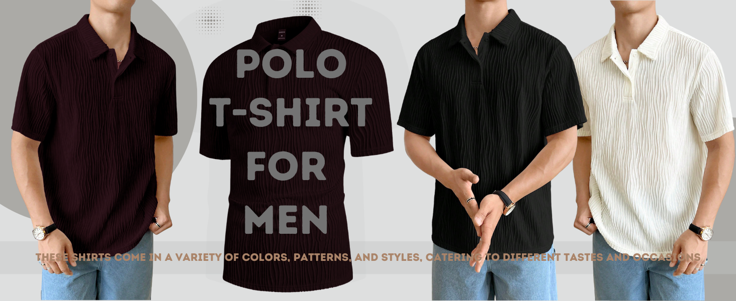 polo T shirt for men half full sleeve solid color cotton blend material round neck printed collar