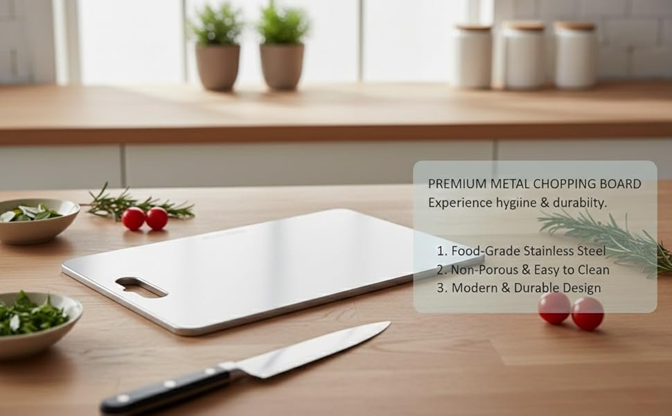 Stainless steel chopping board