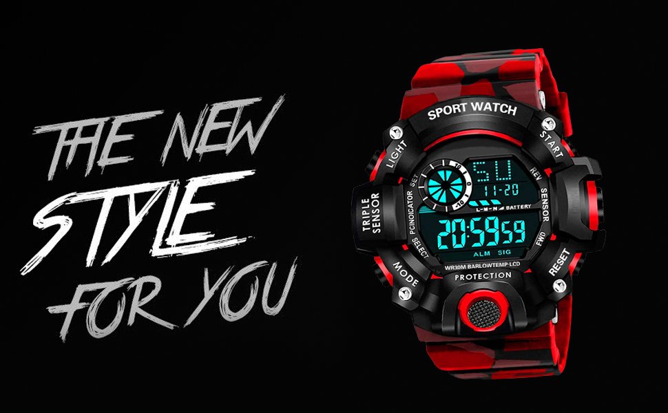 Digital Watch Shockproof Multi-Functional Automatic 5 Color Army Strap SPN-RECPP