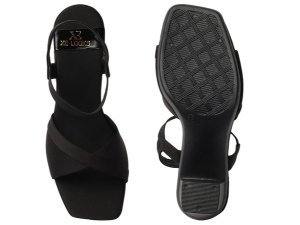 Comfortable Heels for Women Cross Strap Heels Elastic Strap Sandals Open Toe Block Heels