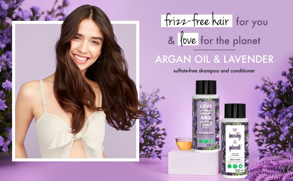 Love Beauty & Planet Argan Oil and Lavender Natural Shampoo for Dry & Frizzy hair