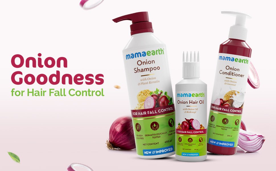 Mamaearth Onion Shampoo for Hair Fall Control & Hair Growth with Onion &amp; Plant Keratin - 650 ml
