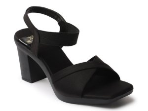 Comfortable Heels for Women Cross Strap Heels Elastic Strap Sandals Open Toe Block Heels