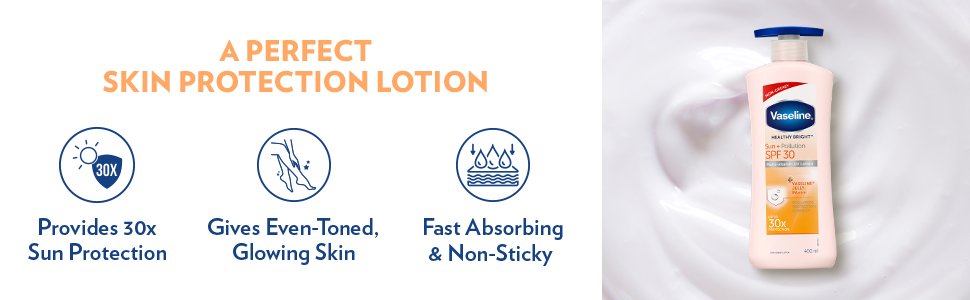 Vaseline Sun + Pollution Protection SPF 30 Body Lotion, 400 ml