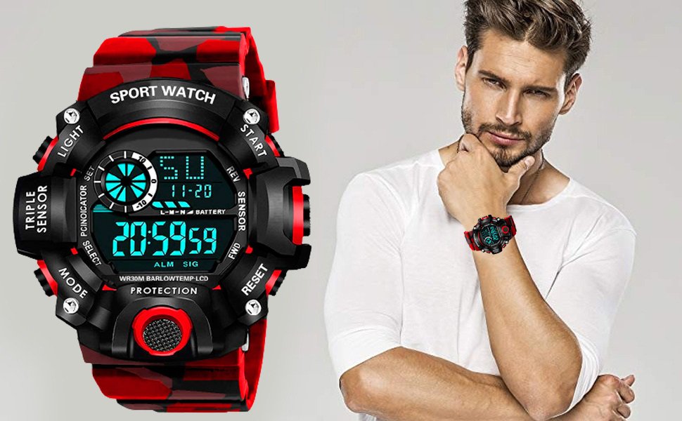 Digital Watch Shockproof Multi-Functional Automatic 5 Color Army Strap SPN-RECPP