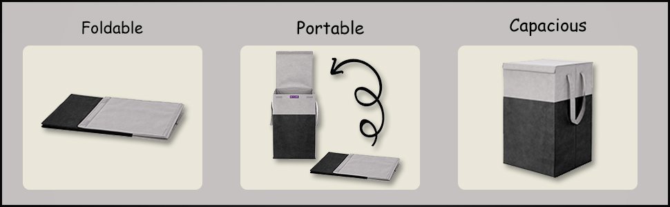 PrettyKrafts Laundry Basket for Clothes with lid & Handles (75 LTR) - Black