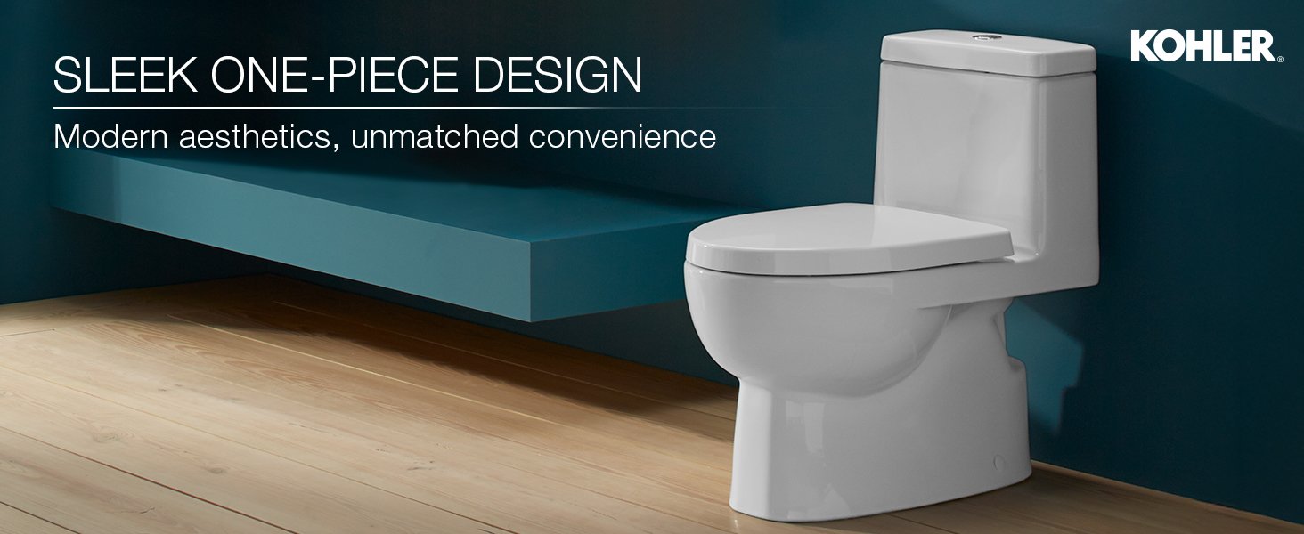 Reach one piece floor mounted toilet commode