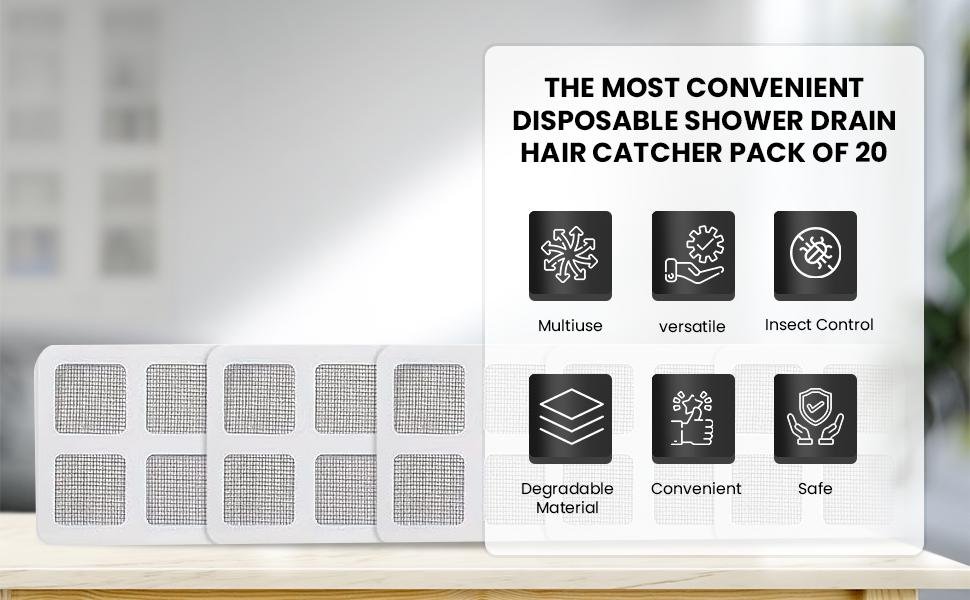 Disposable Shower Drain Cover Hair Catcher Shower Drain Mesh Stickers, Bathroom