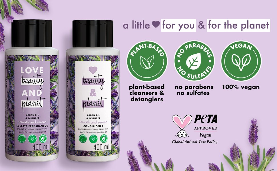 Love Beauty & Planet Argan Oil and Lavender Natural Shampoo for Dry & Frizzy hair